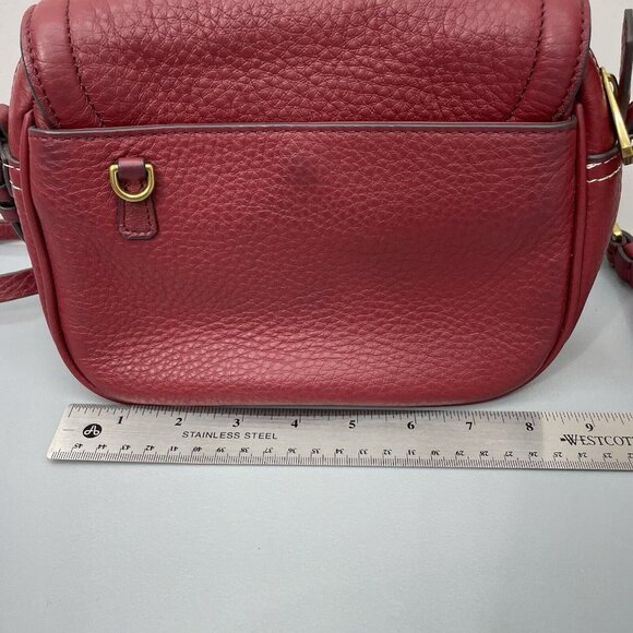 J Crew Signet Crossbody Bag Purse Flap Over Pebbled Italian Leather Red New - Picture 14 of 16